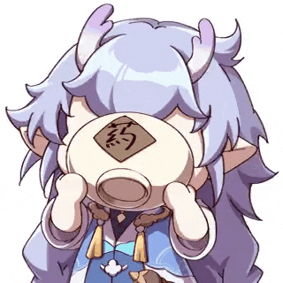 a cartoon character with horns is drinking from a cup with chinese writing on it .