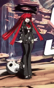 a cartoon character with red hair is standing in front of a sign that says l