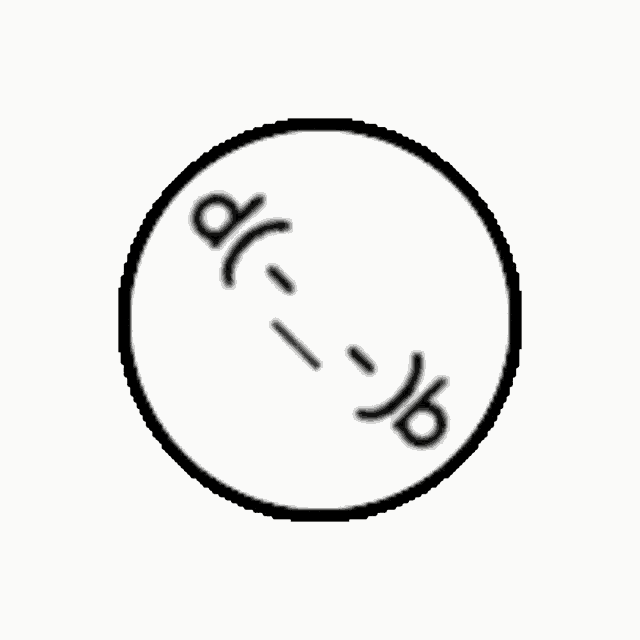 a black and white drawing of a circle with a smiley face in the center