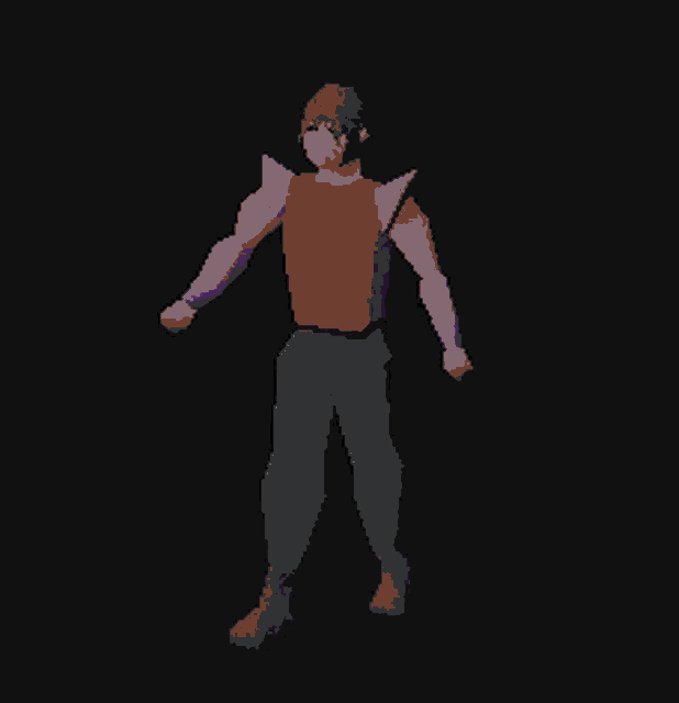 a pixel art of a man standing in a purple sphere