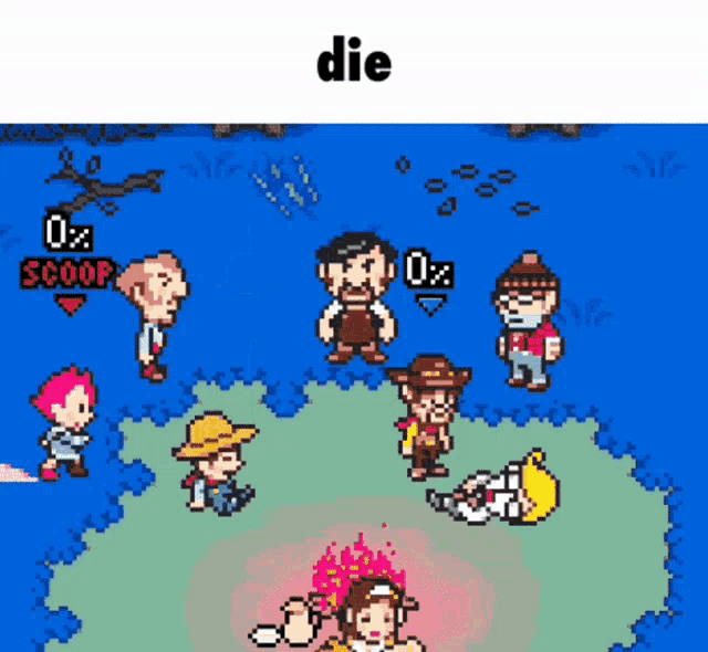 a video game with the word die at the top of it