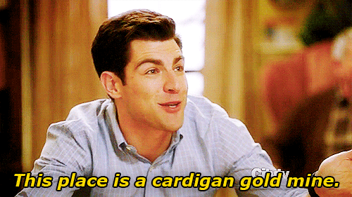 Cardigans For Days GIF - New Girl Cardigan Gold Mine GIFs