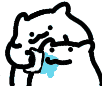a black and white drawing of a cat with a blue tear coming out of its nose .
