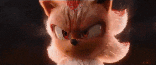 a close up of the face of shadow the hedgehog from the movie sonic the hedgehog