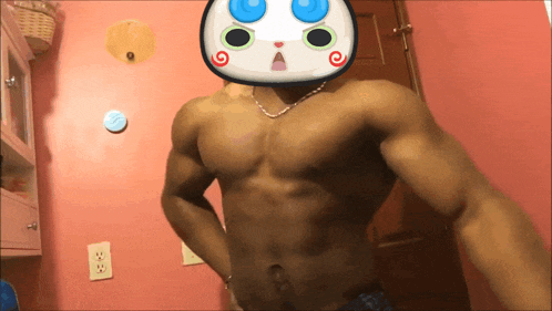 a man with a cartoon face on his head