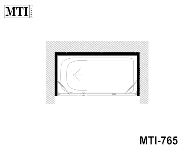 a black and white drawing of a bathtub with the number mti-765 at the bottom