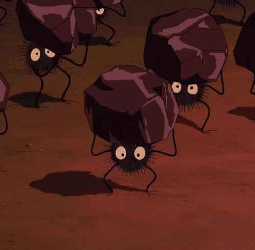 a cartoon drawing of a group of tiny bugs with their eyes closed