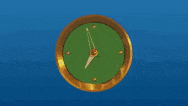a painting of a yellow and green object with a blue background