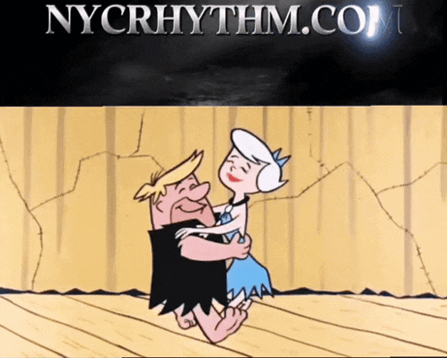 a cartoon of a man and a woman dancing with nycrhythm.com written on the bottom