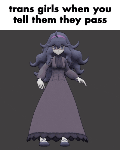 a 3d model of a girl with the words trans girls when you tell them they pass