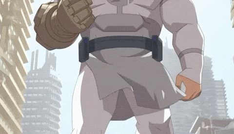 a cartoon drawing of a man in a white suit holding a knife