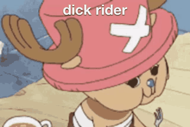 a cartoon character wearing a pink hat that says dick rider on it