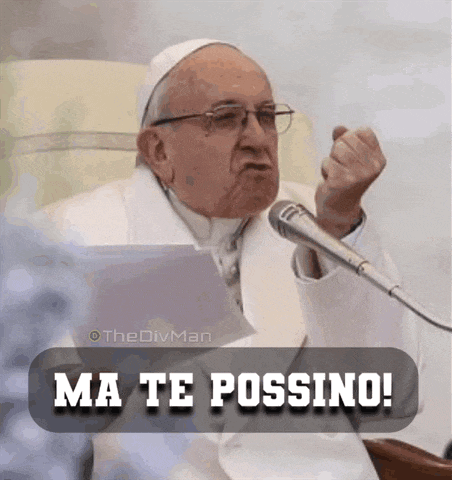 a picture of a man giving a speech with the words ma te possino on the bottom