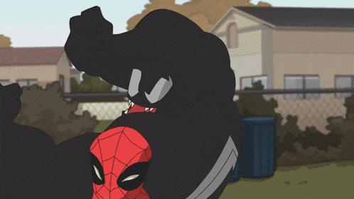 a cartoon drawing of a spider-man and venom