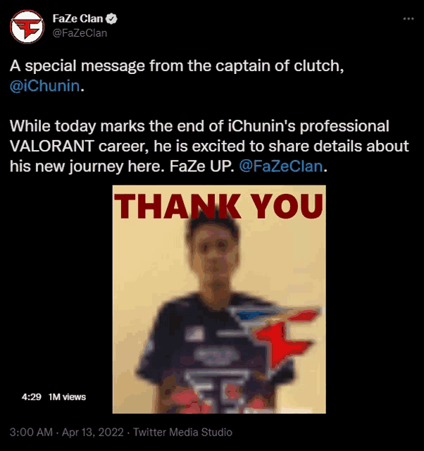 a thank you message from the captain of clutch is displayed