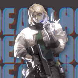 a person holding a gun in front of a sign that says dead