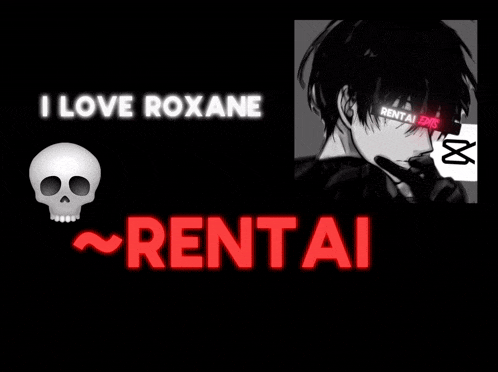 a picture of a boy with a skull and the words i love roxane hentai