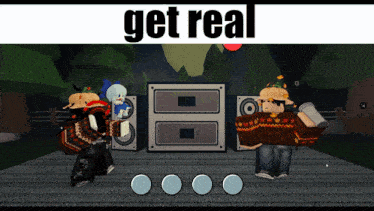 a screenshot of a video game with the words get real