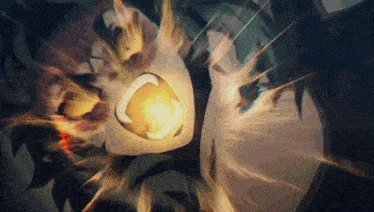 a close up of a person 's face with a light coming out of their mouth