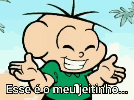 a cartoon character with the words " esse e o meu jeitinho " written below him