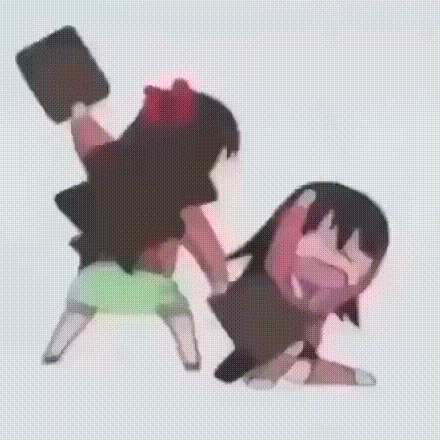a couple of cartoon characters are standing next to each other .