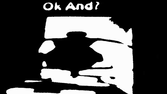 a black and white drawing with the words ok and written above it
