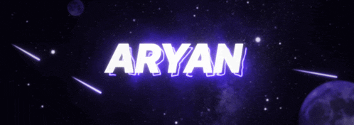 a purple background with the name aryan written on it
