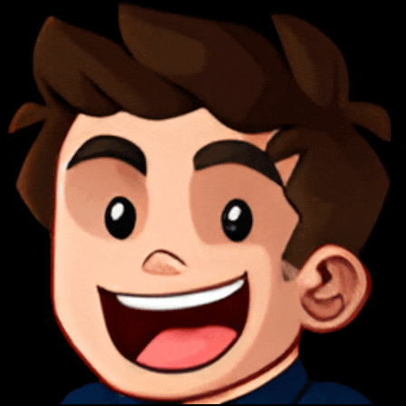 a cartoon boy with brown hair is smiling with his tongue out