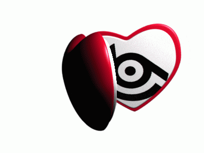 a heart shaped object with a black and white eye on it