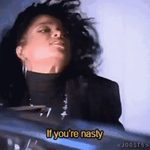 a woman is saying if you 're nasty while looking at the camera .