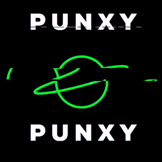 a logo for punxy with a green planet