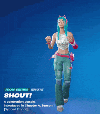 a video game character with a shout emote on the screen