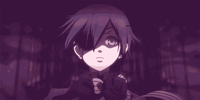 a close up of a girl with purple eyes