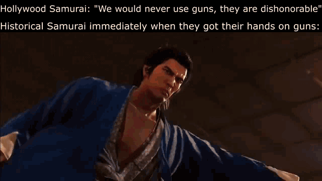 a hollywood samurai says " we would never use guns "