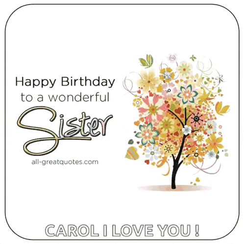 a birthday card for a sister with a tree covered in flowers
