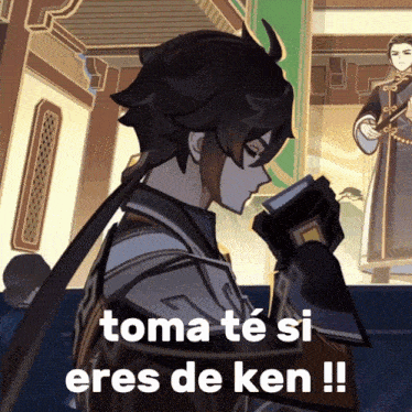 a cartoon character with the words toma te si eres de ken written on it