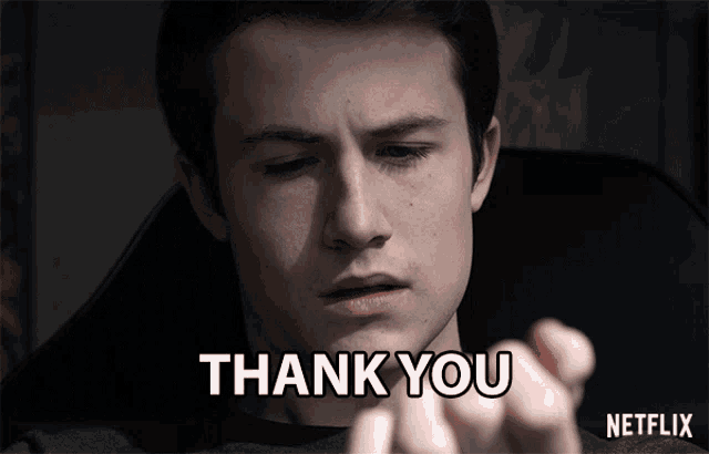 a man giving the middle finger with the words thank you written below him