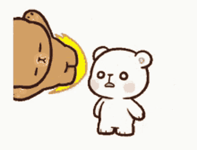 a cartoon of a teddy bear hitting another teddy bear on the face .