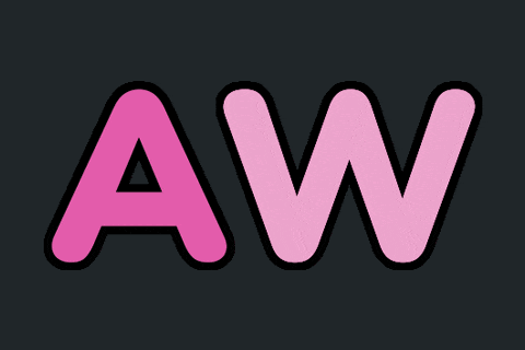 a black background with pink aw letters