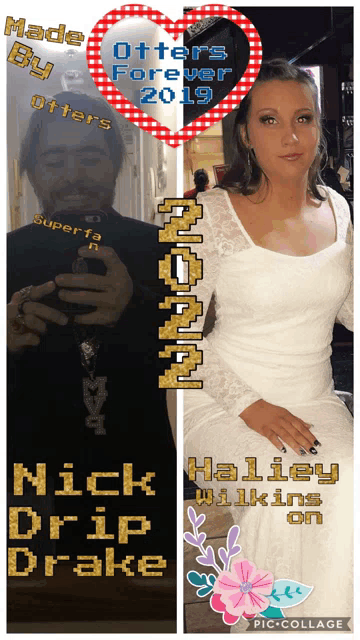 a picture of a man and a woman with the words nick drip drake