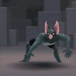 a cartoon character with a pig 's head and ears