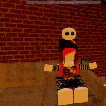 a cartoon character is hanging upside down on a couch in front of a brick wall with the next tool being chainsaw
