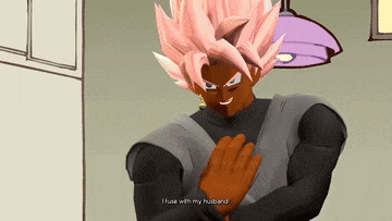 a cartoon character with pink hair says i use with my husband