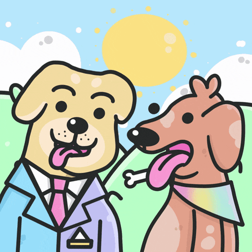 a cartoon drawing of a dog in a suit and tie