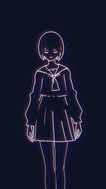 a drawing of a girl in a school uniform
