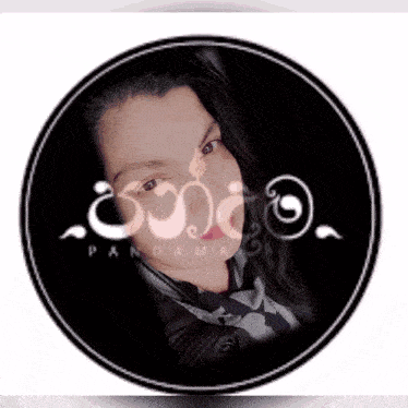 a woman 's face is in a circle with the word pandama written on it