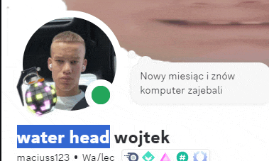 a picture of a man with the name water head wojtek on it