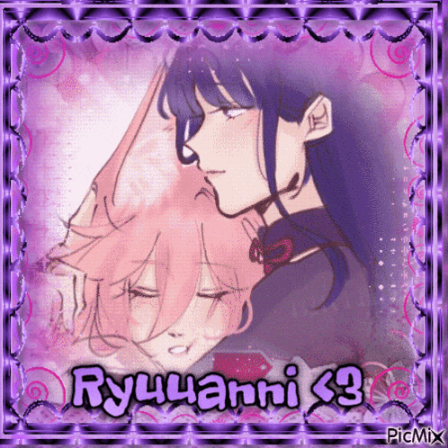 a picture of two anime girls with the name ryuuanni x3 on the bottom