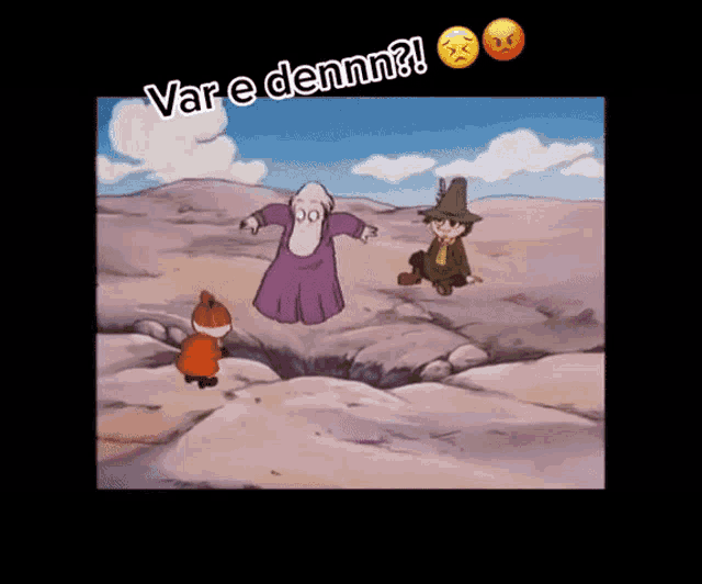 a cartoon scene with var e denn written on the top