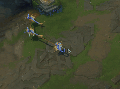 an aerial view of a video game with a arrow pointing to a corner